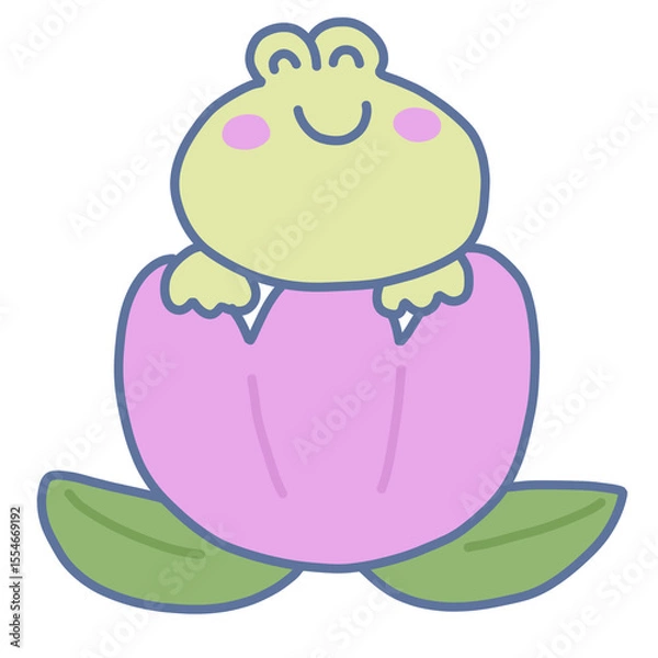 Fototapeta frog with a flower