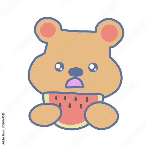Fototapeta Bear with watermelon 