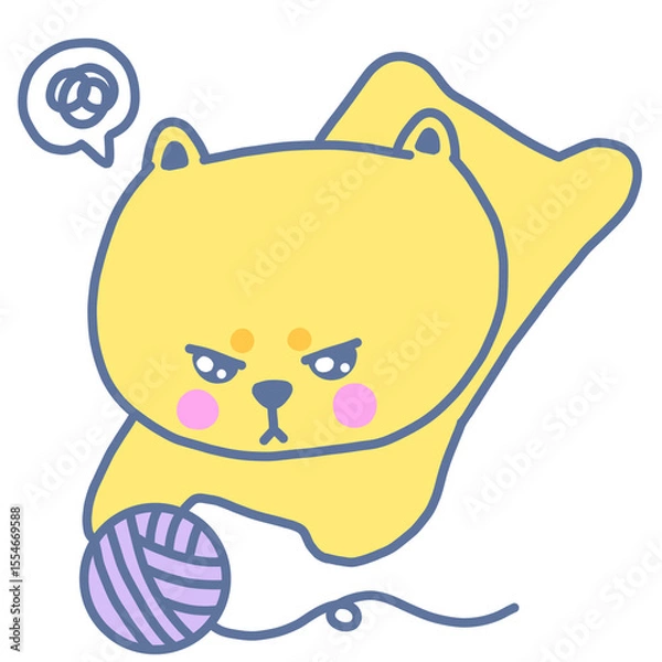 Fototapeta Cat playing with yarn