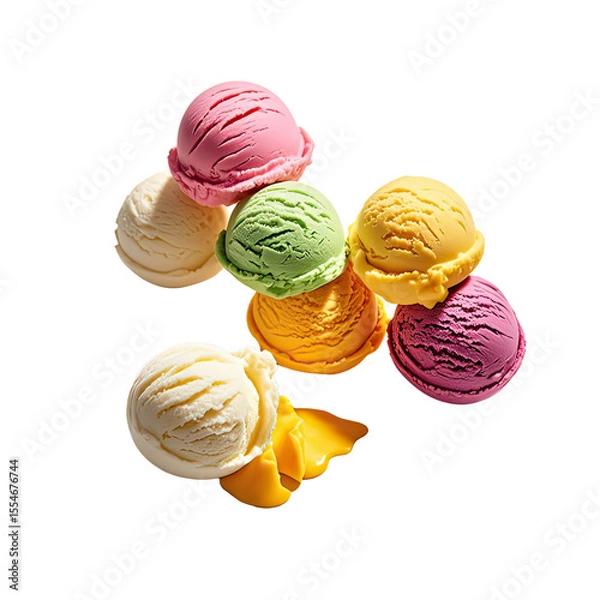 Obraz Rainbow Ice Cream In Waffle Cone, Generative AI