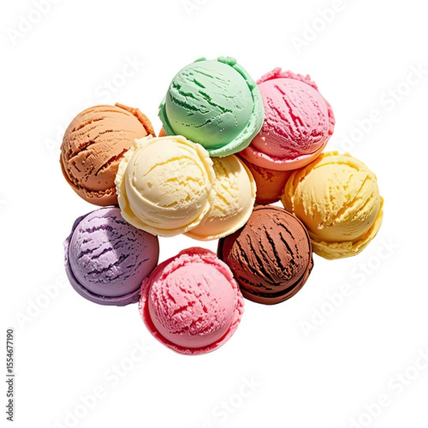 Obraz Rainbow Ice Cream In Waffle Cone, Generative AI