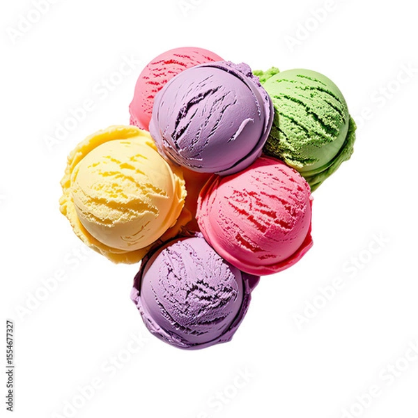 Obraz Rainbow Ice Cream In Waffle Cone, Generative AI