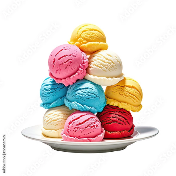 Obraz Rainbow Ice Cream In Waffle Cone, Generative AI