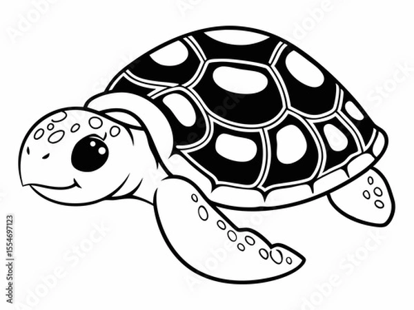Obraz Creative Adorable Baby Turtle Icon Flat Cartoon Style Sof Vector Art