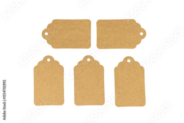 Obraz Five Blank Brown Paper Tags
