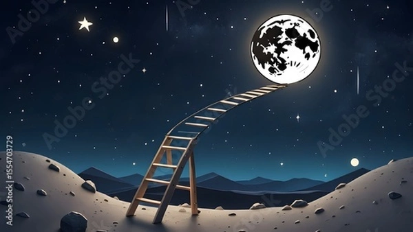 Fototapeta reaching for the moon: a whimsical journey
