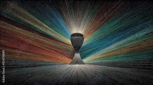Obraz Celebrating connection and success with a trophy in a vibrant artistic environment