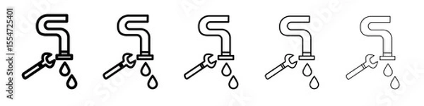 Fototapeta Plumber repairing pipe icon flat simple outline logo