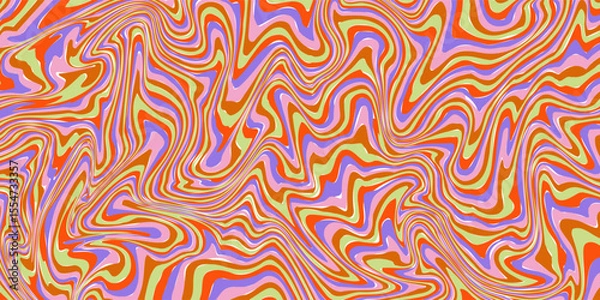 Obraz Grioovy psychedelic wave background for banner design. Retro 60s 70s psychedelic pattern. Modern wave retro abstract design. Rainbow 60s, 70s, hippie vector