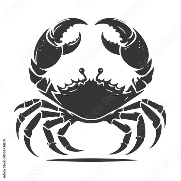 Fototapeta Walking Sideways Crab Silhouette with Raised Claws Black Vector for Beach Art, Marine Graphics, and Coastal Clipart