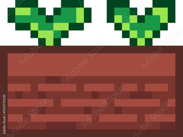 Obraz Flower leaves Pixel art in pot