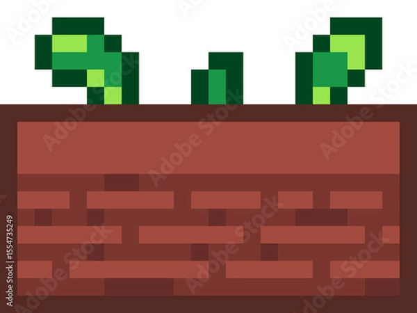 Obraz Flower sprout Pixel art in pot
