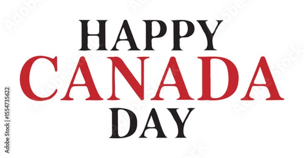 Obraz "Happy Canada Day" Greeting in Red and Black Serif Font
