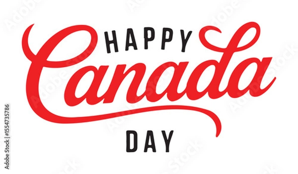 Obraz Stylish "Happy Canada Day" Calligraphy Greeting in Red and Black
