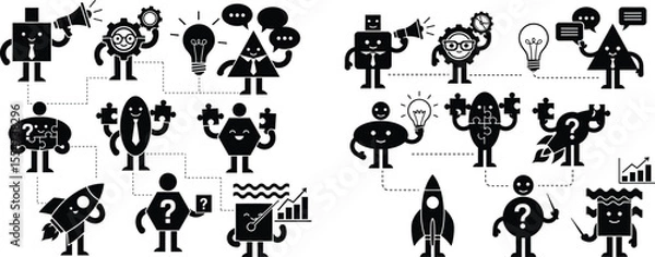 Fototapeta Business concept illustration with characters for problem solving, communication, and success