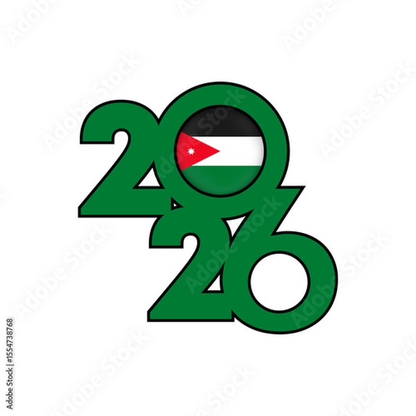 Fototapeta 2026 banner with Jordan flag inside.