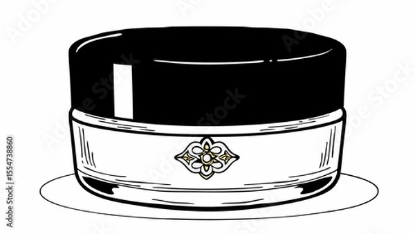 Obraz Illustration of a cosmetic cream jar with black lid and decorative emblem on the container side