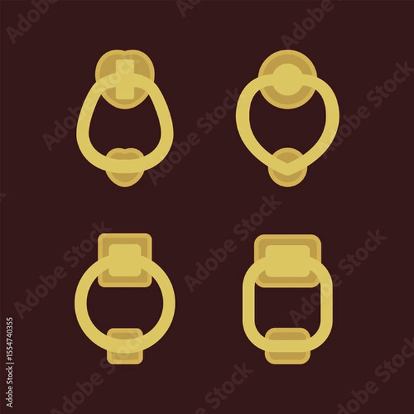 Fototapeta set of door knocker design vector flat isolated illustration