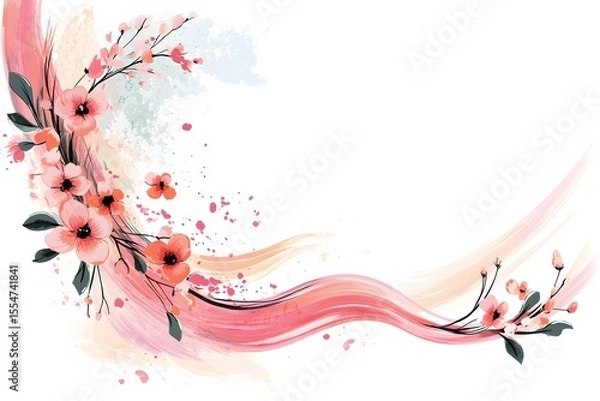 Fototapeta Background of flowers and waves.