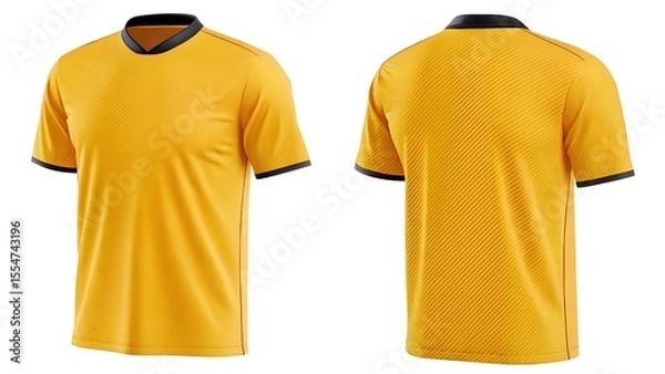 Obraz Gold Soccer Jersey Mockup Front and Back Views, High-Resolution Template for Design Presentations and Team Apparel Visualizations