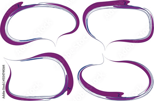 Fototapeta creative abstract purple blue colorful art doodle speech bubbles set