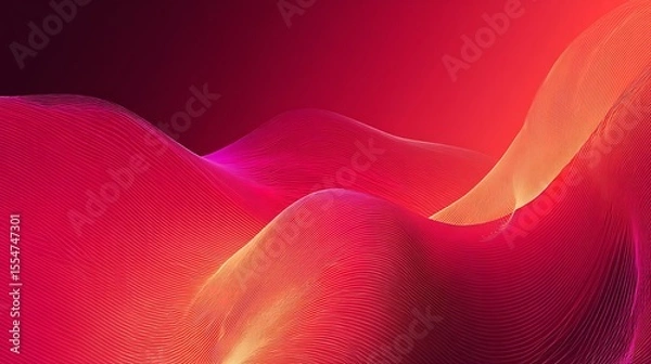 Fototapeta Abstract Red and Orange Waveform Digital Art Background