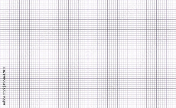 Fototapeta Square grid of graph paper. Abstract checkered background. Geometric pattern for school, technical engineering lines scale measurement. Lined notebook form on white background.