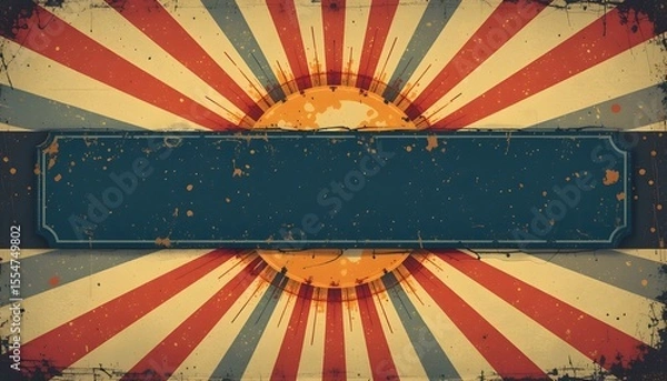 Fototapeta Abstract Retro Sunburst Background with Distressed Grunge Texture Design