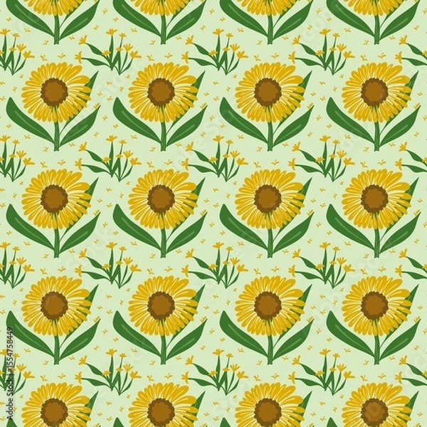 Fototapeta Bright Sunflowers Pattern for Textile Design