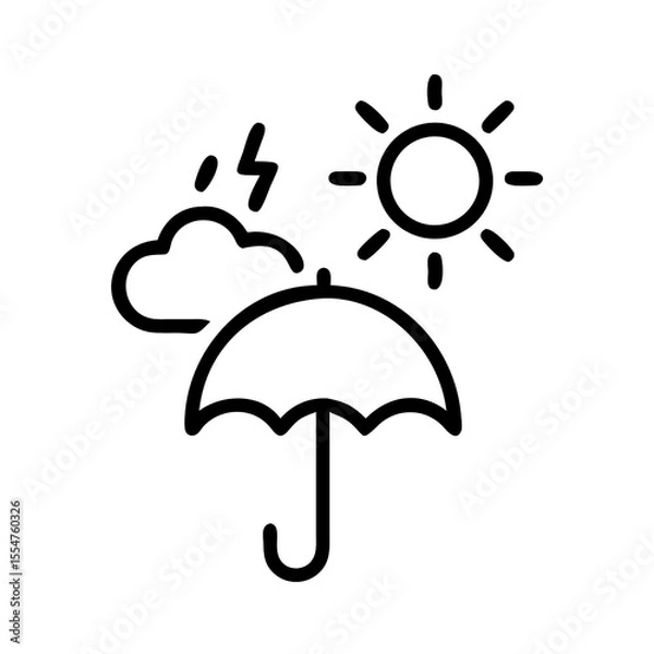 Fototapeta Icon representing weather forecast with sun cloud lightning and umbrella