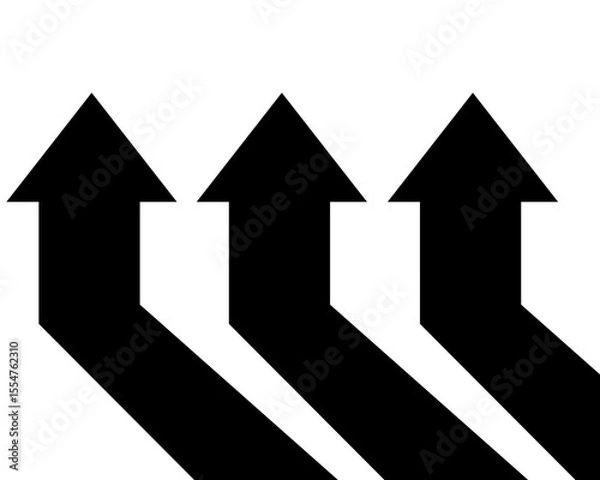 Fototapeta Black on white abstract perspective arrow with 3d dimensional effect	
