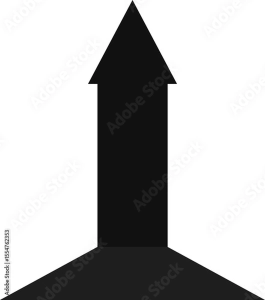 Fototapeta Black on white abstract perspective arrow with 3d dimensional effect	