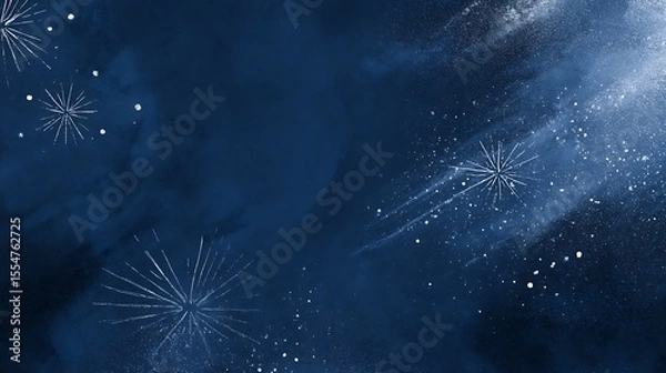 Fototapeta A Serene Night Sky with Sparkling Fireworks Display