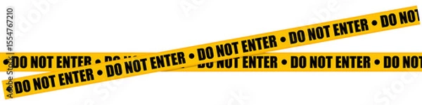 Obraz Yellow Tape with "Do Not Enter" Message - Isolated on White Background