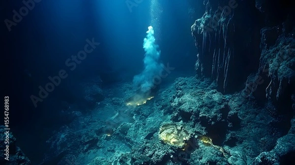 Obraz Glowing creatures thrive near a deep sea thermal vent