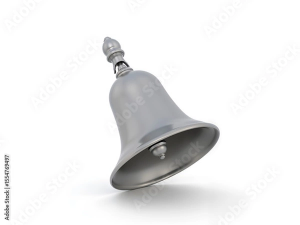 Fototapeta Silver bell icon isolated on white, symbolizing alert, notification, reminder, or announcement concepts. Generative AI