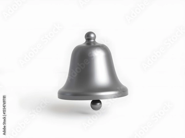 Fototapeta Silver bell icon isolated on white, symbolizing alert, notification, reminder, or announcement concepts. Generative AI
