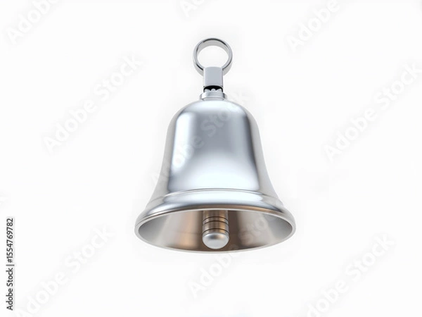 Fototapeta Silver bell icon isolated on white, symbolizing alert, notification, reminder, or announcement concepts. Generative AI