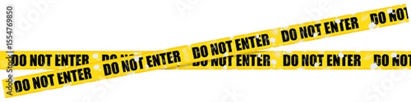 Obraz Yellow "Do Not Enter" Tape with White Paint Splatters - Isolated on White Background
