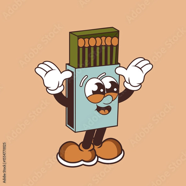 Fototapeta Retro character design from cheerful matchbox