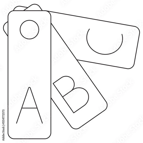 Fototapeta Data Samples icon. Training Examples icon. Vector pictogram with thin black lines on transparent background. Line thickness is editable. Three labeled tags symbolize different samples or categories