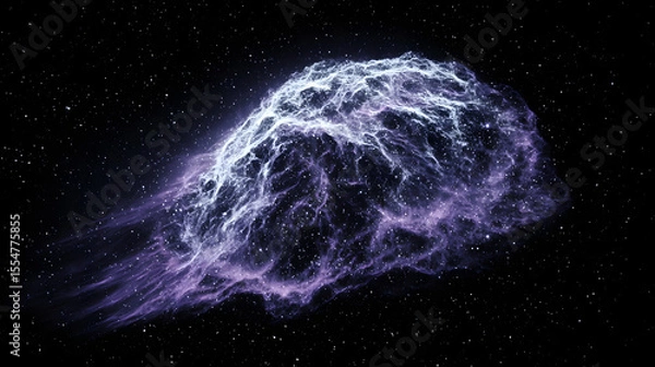 Fototapeta Ethereal Purple and White Nebula Trailing Through Star-Filled Deep Space