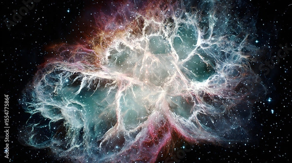 Fototapeta Intricate Cosmic Nebula with Vibrant Gas and Dust Formations in Deep Space