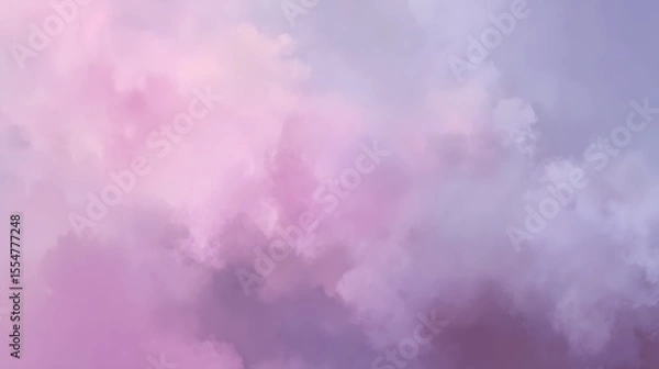Fototapeta A Dreamlike Pastel Sky with Softly Illuminated Clouds
