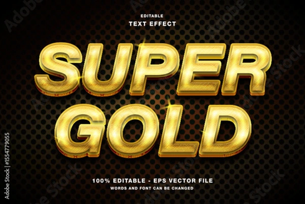 Fototapeta Super Gold 3D Editable Text Effect Template Style