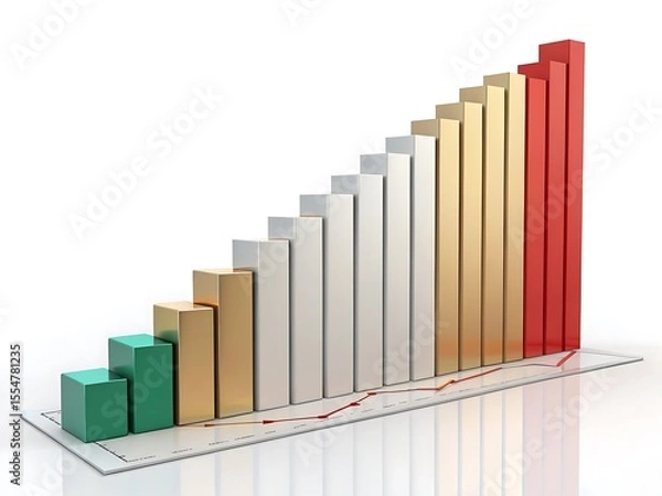 Fototapeta A stack of books with a 3D bar graph on the cover illustrates the concept of financial growth and market success