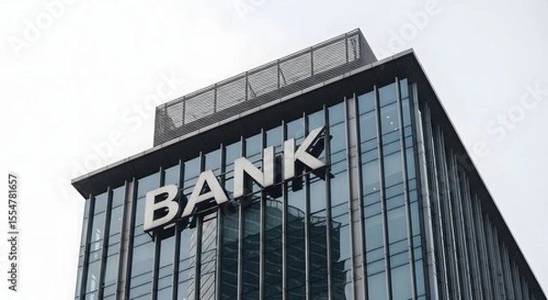 Fototapeta Modern Bank Building Exterior Architecture and Design