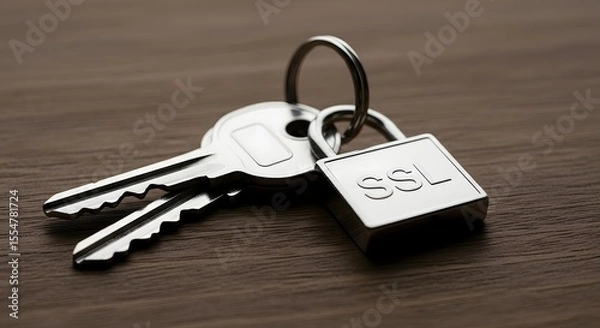 Fototapeta Secure Your Digital Assets Keys and SSL Padlock Concept