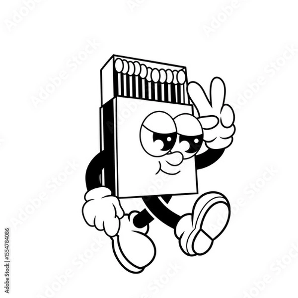 Fototapeta Retro character design of cool matchbox outline