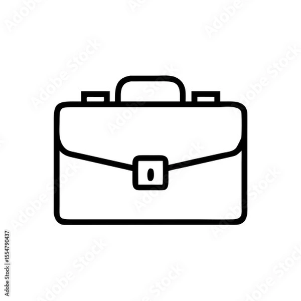 Fototapeta Minimalist black outline vector icon of a briefcase, symbolizing business, corporate work, and professional tools. Clean design on a transparent background